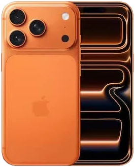 iPhone 17 Pro Max na cor Laranja, frente e verso